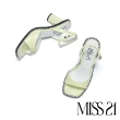 【MISS 21】跩甜小氣質珍珠光感全真皮大方頭高跟涼鞋(黃)