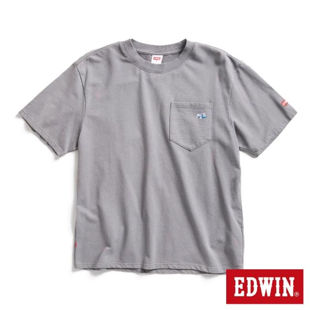 【EDWIN】男裝 口袋寬版短袖T恤(灰褐色)