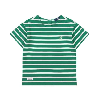 【KANGOL】韓國-KIDS 經典條紋短袖T恤-綠條(W23SM404GR)