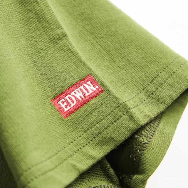 【EDWIN】男裝 露營系列 富士山腳營地LOGO印花短袖T恤(橄欖綠)