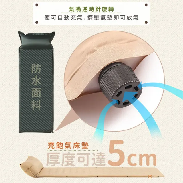 【DREAMCATCHER】自動充氣可拼接帶枕床墊 雙人款(充氣床墊/帶枕床墊/戶外/露營/野餐)
