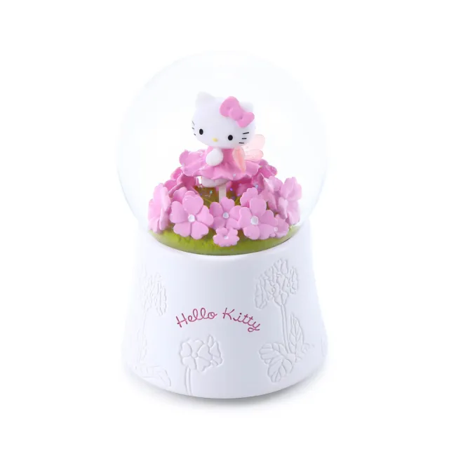 【JARLL 讚爾藝術】Hello Kitty 花蝴蝶 水晶球音樂盒(官方授權)