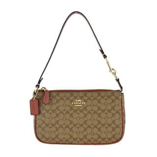 【COACH】NOLITA 19 PVC手提/晚宴包(卡其X紅)