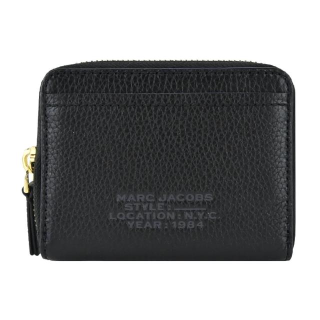 【MARC JACOBS 馬克賈伯】THE LEATHER ZIP壓印LOGO拉鍊卡片零錢包(黑)