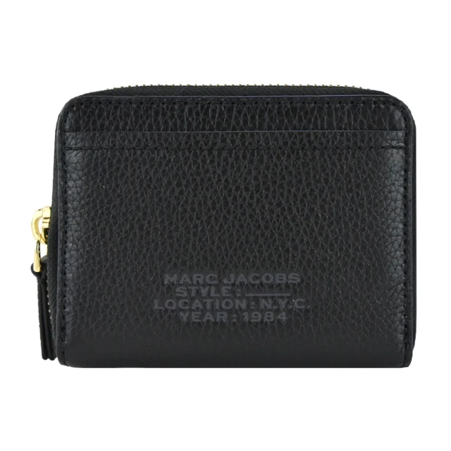 MARC JACOBS 馬克賈伯 THE LEATHER ZIP壓印LOGO拉鍊卡片零錢包(黑)