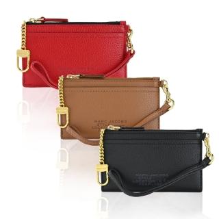 【MARC JACOBS 馬克賈伯】THE LEATHER ZIP壓印LOGO拉鍊鑰匙圈卡片夾/零錢包(多色選)