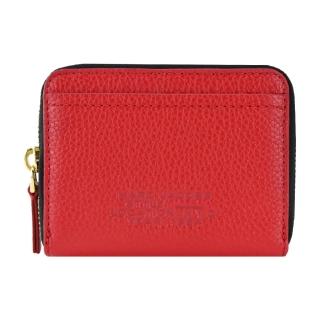 【MARC JACOBS 馬克賈伯】THE LEATHER ZIP壓印LOGO拉鍊卡片零錢包(紅)