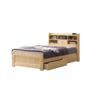 【MUNA 家居】雪莉3.5尺書架床/含抽屜櫃X2(單人床 床架 床台 收納)