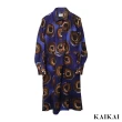 【KAI KAI】多拿紫長版長袖洋裝(女款 60支細膩棉布 印花休閒長洋)