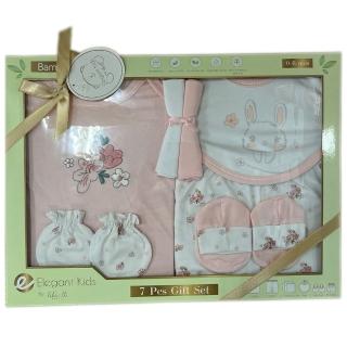 【樂樂童鞋】美國Elegant kids七件組彌月禮盒-粉色(彌月禮盒 七件組彌月禮盒)