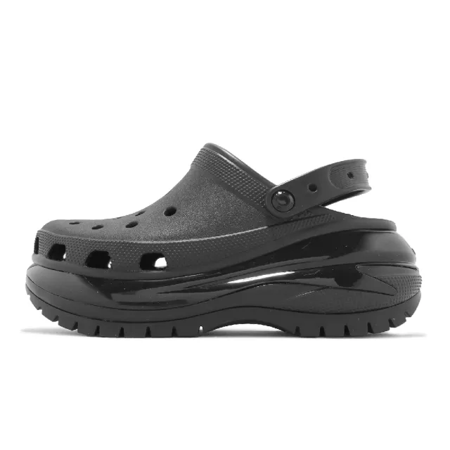 【Crocs】涼拖鞋 Classic Mega Crush Clog 男女鞋 黑 超厚底 增高 光輪克駱格 卡駱馳(207988001)