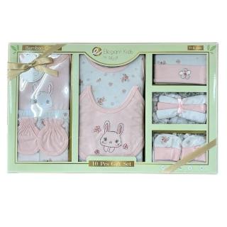 【樂樂童鞋】美國Elegant kids十件組彌月禮盒-粉色(彌月禮盒 十件組彌月禮盒)