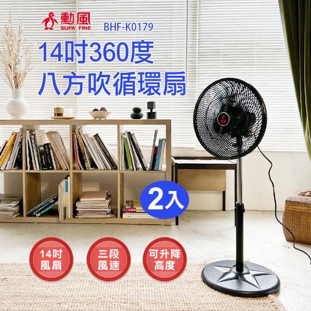 【勳風】14吋360度八方吹循環立扇/2入組(BHF-K0179)