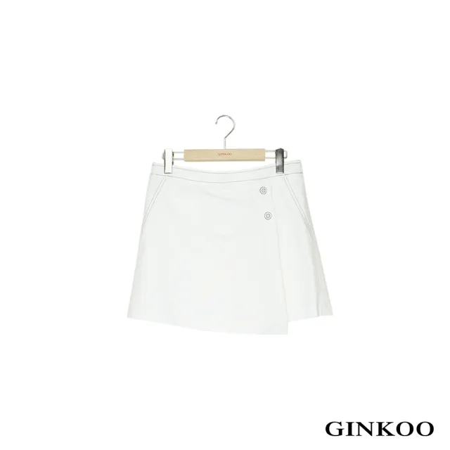 【GINKOO 俊克】前釦飾側拉鍊褲裙