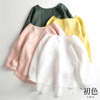 【初色】日系亞麻風娃娃款上衣女上衣-共4色-61031(M-2XL)