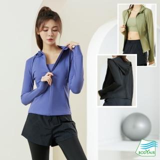 【BODYAIR】立體修身版透氣網連帽外套(瑜珈.運動.慢跑.透氣.舞蹈.運動外套)