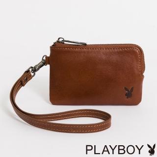 【PLAYBOY】零錢包附手挽帶 Own系列(咖啡色)