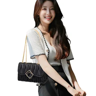 【89 zone】韓版清新復古軟皮 單肩包 側肩包 斜挎包 手提包 水桶包 鏈條包(白/黑)