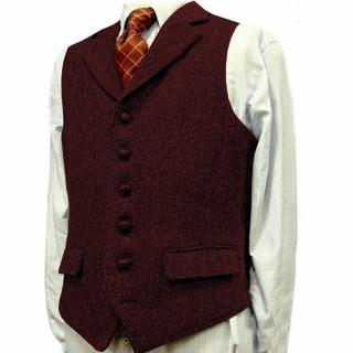 【巴黎精品】現貨+預購 西裝背心西服馬甲(翻領單排扣修身人字紋男外套7色a1ad8)