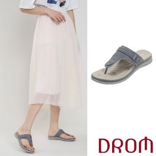 【DROM】厚底拖鞋 夾腳拖鞋/復古歐美舒適厚底雕花夾腳拖鞋(灰)