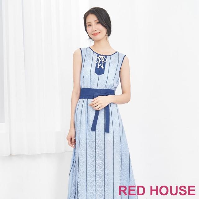 【RED HOUSE 蕾赫斯】條紋蕾絲背心長洋裝(共2色)