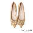 【TINO BELLINI 貝里尼】尖頭羊皮摩登方形飾釦平底鞋FSCV006(駝)
