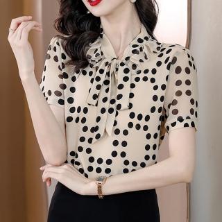 【麗質達人】3718波點雪紡上衣-二色LY(M-4XL)