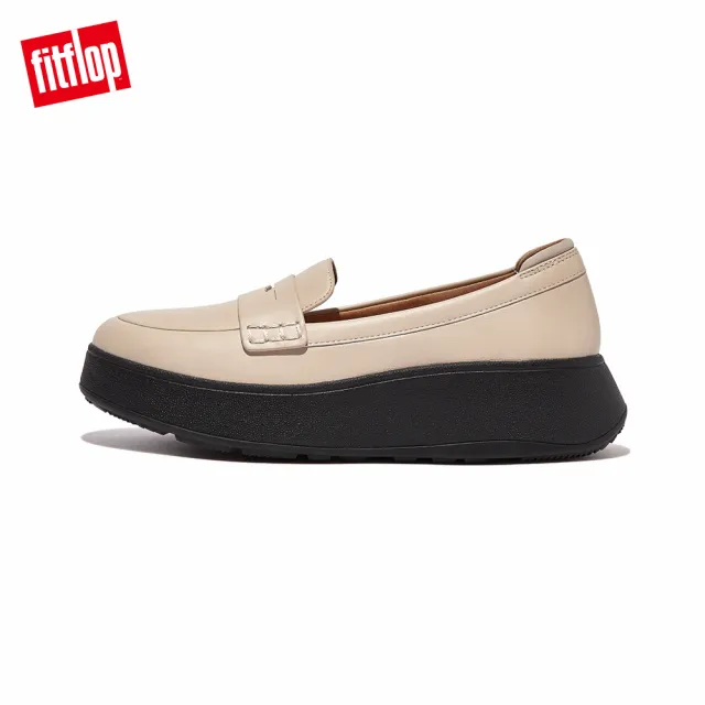 【FitFlop】F-MODE LEATHER FLATFORM PENNY LOAFERS厚底樂福鞋-女(白石色)