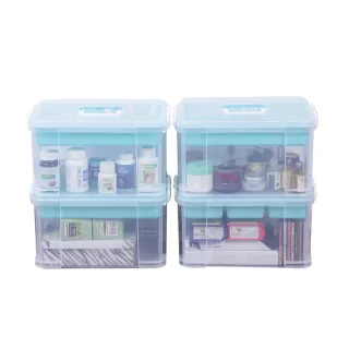 【KEYWAY 聯府】手提雙層整理箱15L-2入(文具收納盒 玩具置物箱 醫藥箱 瓶罐小物收納箱 HK15)