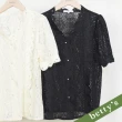【betty’s 貝蒂思】滿版蕾絲珠釦裝飾上衣(黑色)