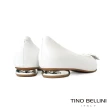 【TINO BELLINI 貝里尼】尖頭羊皮摩登方形飾釦平底鞋FSCV006(白)