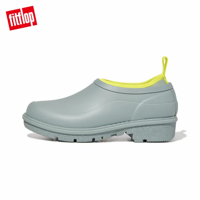 【FitFlop】WONDERCLOG NEON-POP WATERPROOF RUBBER CLOGS輕量雨鞋-女(冷藍色)