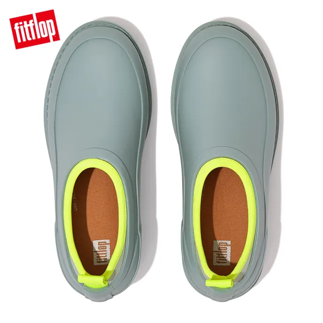【FitFlop】WONDERCLOG NEON-POP WATERPROOF RUBBER CLOGS輕量雨鞋-女(冷藍色)