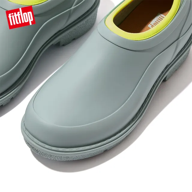 【FitFlop】WONDERCLOG NEON-POP WATERPROOF RUBBER CLOGS輕量雨鞋-女(冷藍色)