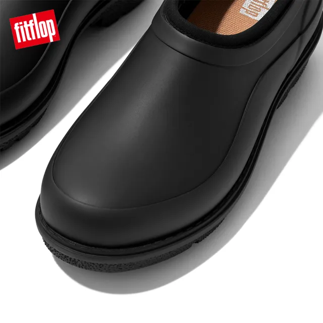 【FitFlop】WONDERCLOG NEON-POP WATERPROOF RUBBER CLOGS輕量雨鞋-女(靚黑色)