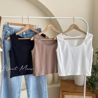 【Want-Meow】90公斤可穿/臺灣製/顯瘦顯瘦U領包副乳短版背心(短版背心/大碼/大尺碼/加大碼)