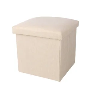 折疊加厚板 耐坐收納椅 收納箱 米色(儲物凳 雜物 玩具 摺疊凳)