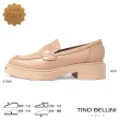 【TINO BELLINI 貝里尼】義大利進口牛油皮厚底樂福鞋FZLT008(米)