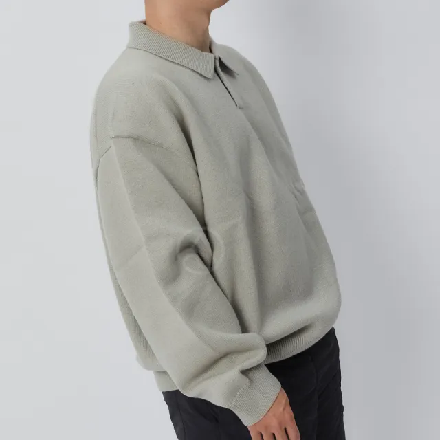 【Essentials】FOG Knit L/S Polo 男款 女款 灰綠色 長袖 上衣 192BT222183F