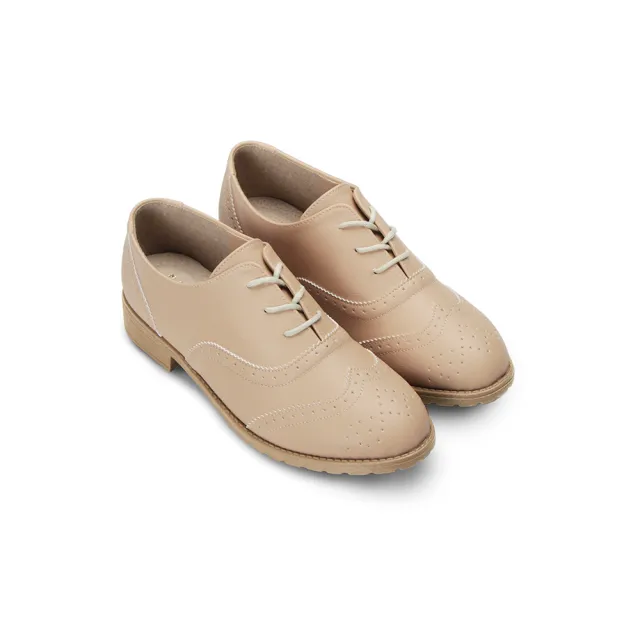 【FUFA Shoes 富發牌】現貨 牛津百搭質感低跟鞋  樂福鞋 寬版真皮鞋墊 FE77 大尺碼女鞋(小白鞋 台灣製)