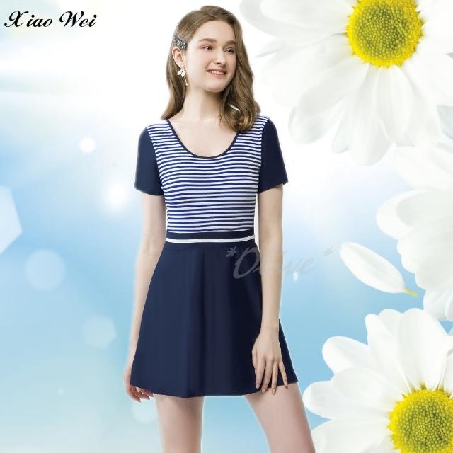 【梅林品牌】流行大女短袖連身裙泳裝(NO.M14528)