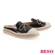 【A.S.O 阿瘦集團】BESO 幻彩鏡面牛軟皮直套休閒穆勒鞋(黑色)