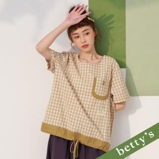 【betty’s 貝蒂思】格子布口袋拚色上衣(卡其)