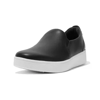 【FitFlop】RALLY LEATHER SLIP-ON SKATE SNEAKERS易穿脫時尚休閒鞋-女(黑色)