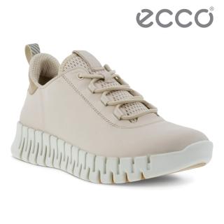 【ecco】GRUUV W 樂步輕便經典皮革休閒鞋 女鞋(石灰白 21820360720)