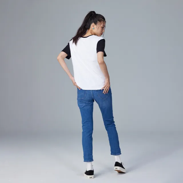 【Lee】女裝 牛仔褲 / 401 中腰標準小直筒 九分褲 中藍洗水(LB317032578)