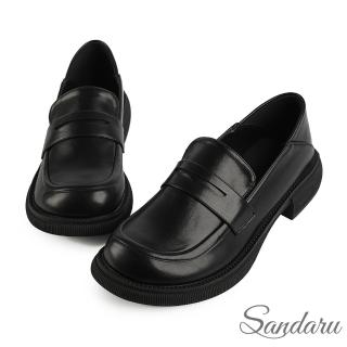【SANDARU 山打努】樂福鞋 圓頭經典款2way低跟便鞋(黑)