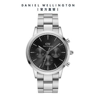 【Daniel Wellington】DW 手錶 Iconic Chronograph 42ｍｍ曜夜黑三眼精鋼錶-銀框(DW00100645)