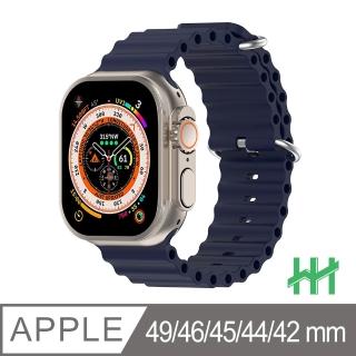 【HH】Apple Watch 42/44/45/49mm -藍色-可調扣環海洋矽膠錶帶(SP-APW49-SB)