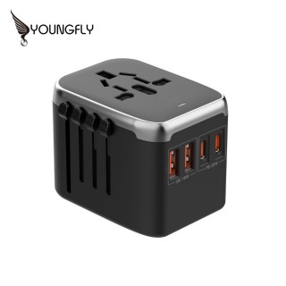 【Youngfly】耀飛雙PD+QC20W極速快充萬國充電器(全新PD設計 8A雙保險 5臺同時充)